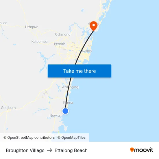Broughton Village to Ettalong Beach map