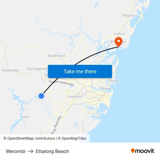 Werombi to Ettalong Beach map