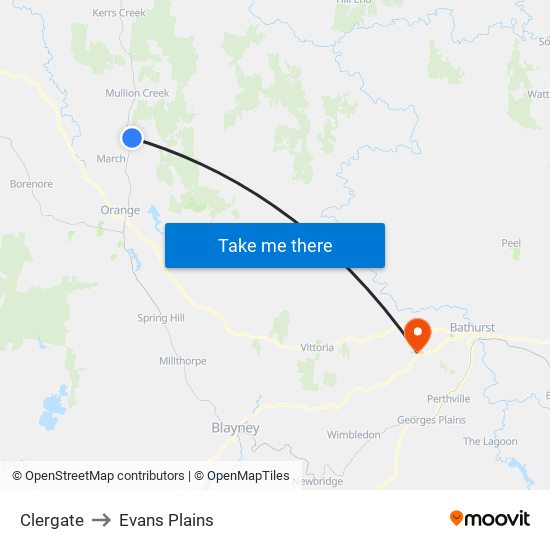 Clergate to Evans Plains map