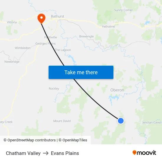 Chatham Valley to Evans Plains map