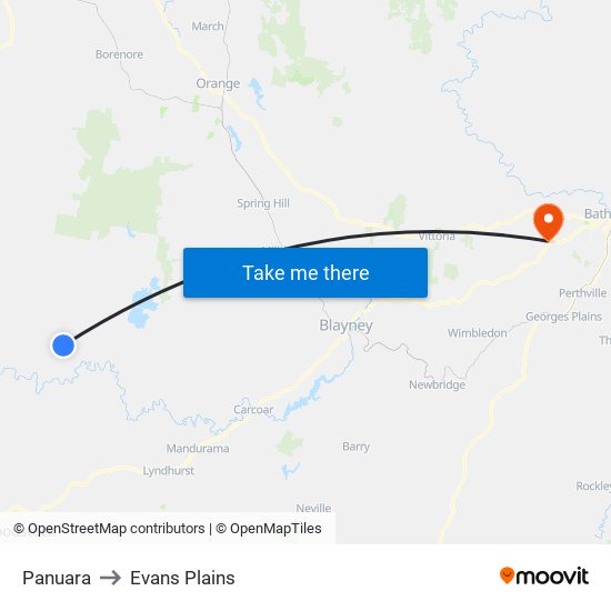 Panuara to Evans Plains map