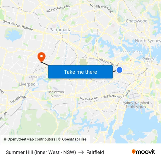 Summer Hill (Inner West - NSW) to Fairfield map