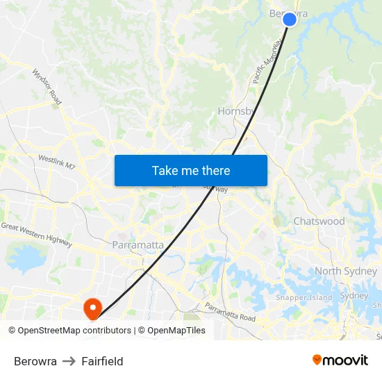 Berowra to Fairfield map