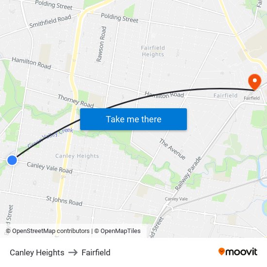 Canley Heights to Fairfield map