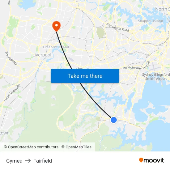 Gymea to Fairfield map