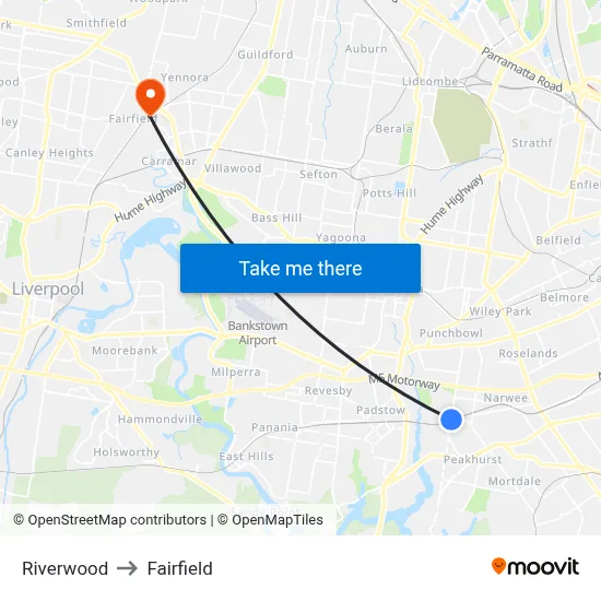 Riverwood to Fairfield map
