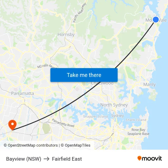 Bayview (NSW) to Fairfield East map