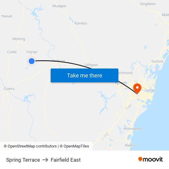 Spring Terrace to Fairfield East map