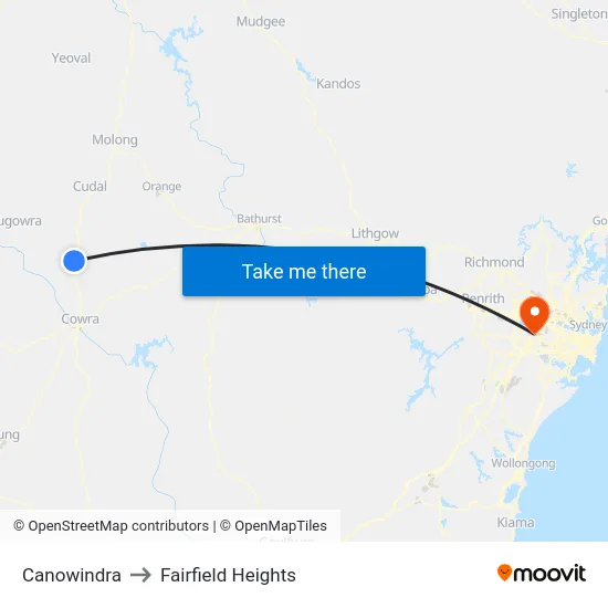 Canowindra to Fairfield Heights map