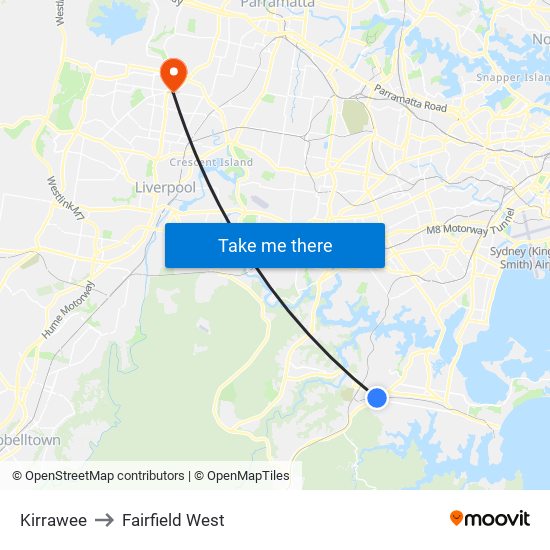 Kirrawee to Fairfield West map