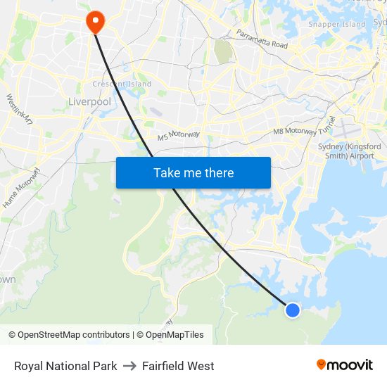 Royal National Park to Fairfield West map