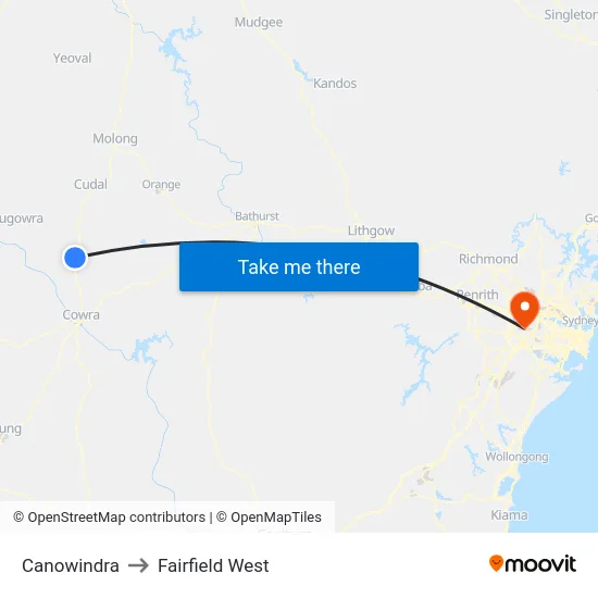 Canowindra to Fairfield West map