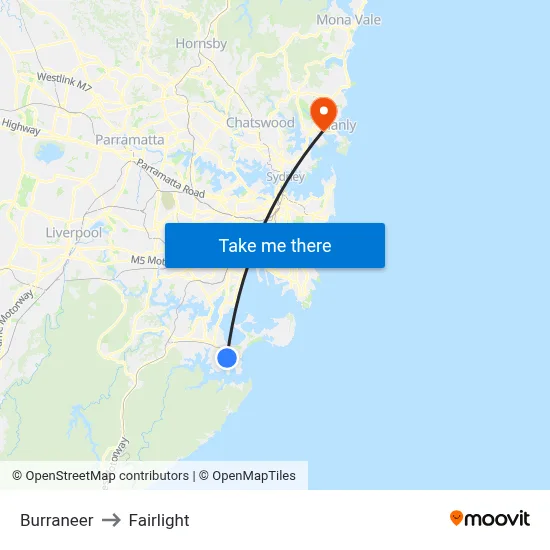 Burraneer to Fairlight map