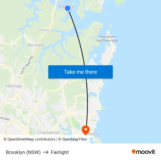 Brooklyn (NSW) to Fairlight map