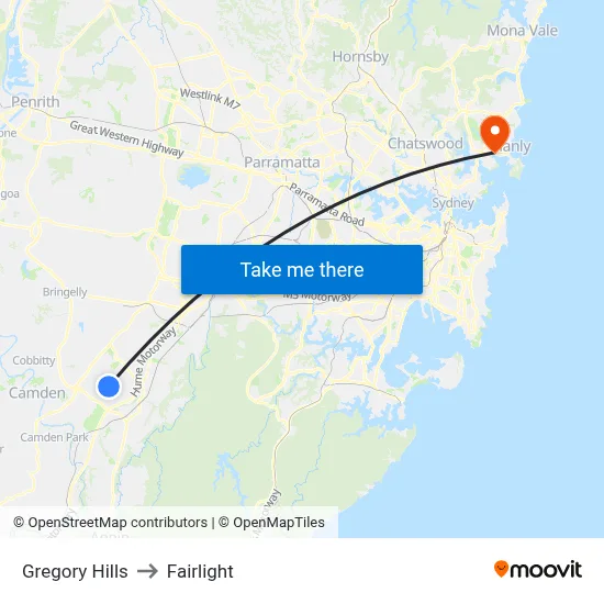 Gregory Hills to Fairlight map