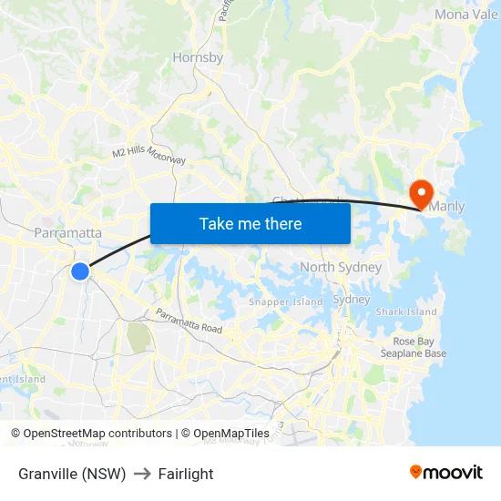 Granville (NSW) to Fairlight map