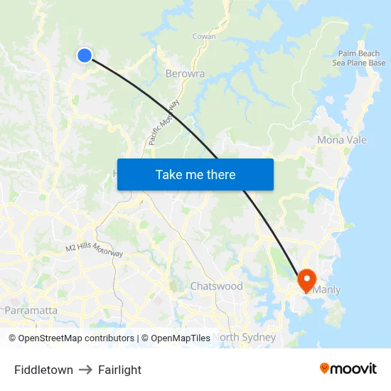 Fiddletown to Fairlight map