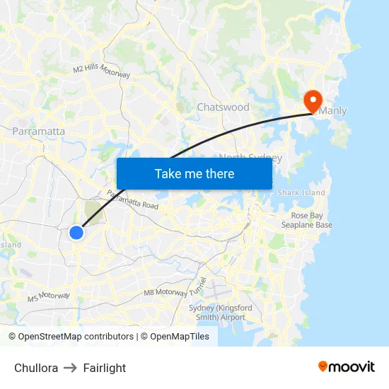 Chullora to Fairlight map