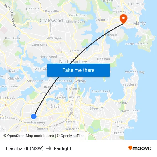 Leichhardt (NSW) to Fairlight map