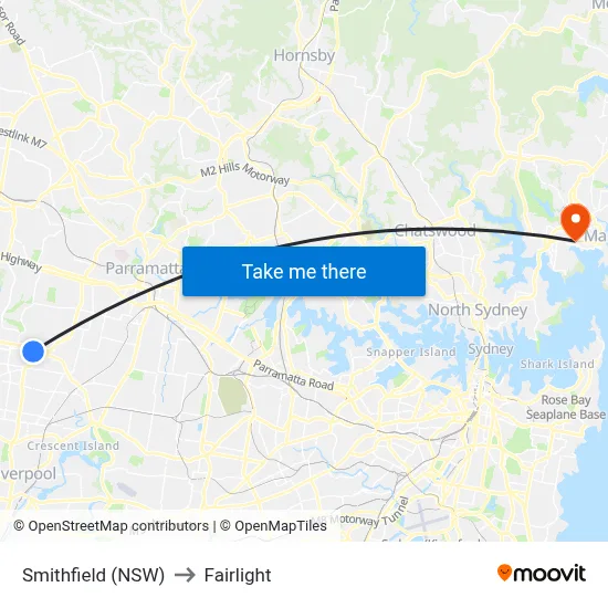 Smithfield (NSW) to Fairlight map