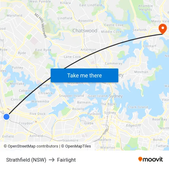 Strathfield (NSW) to Fairlight map