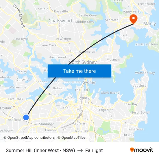 Summer Hill (Inner West - NSW) to Fairlight map
