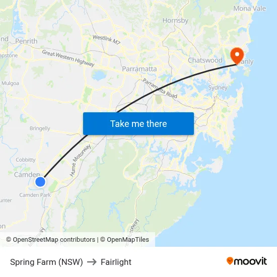 Spring Farm (NSW) to Fairlight map