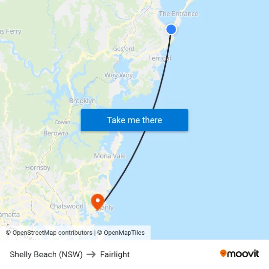 Shelly Beach (NSW) to Fairlight map