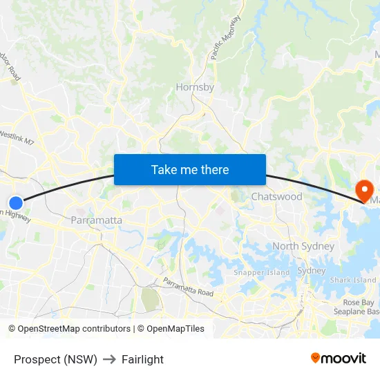 Prospect (NSW) to Fairlight map