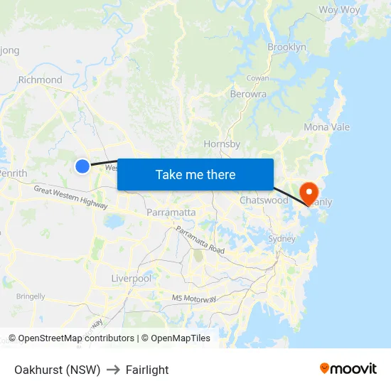 Oakhurst (NSW) to Fairlight map
