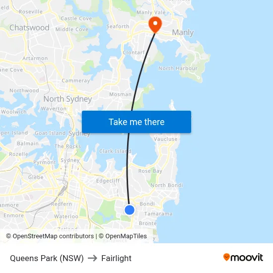 Queens Park (NSW) to Fairlight map