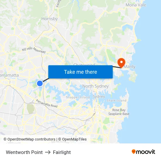 Wentworth Point to Fairlight map
