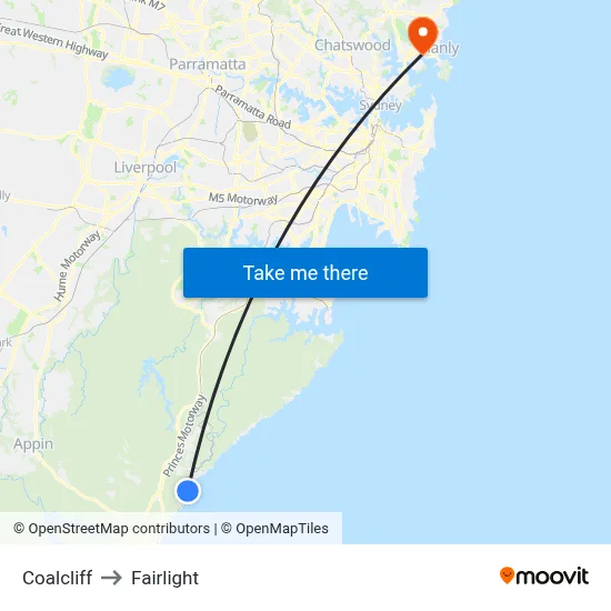 Coalcliff to Fairlight map