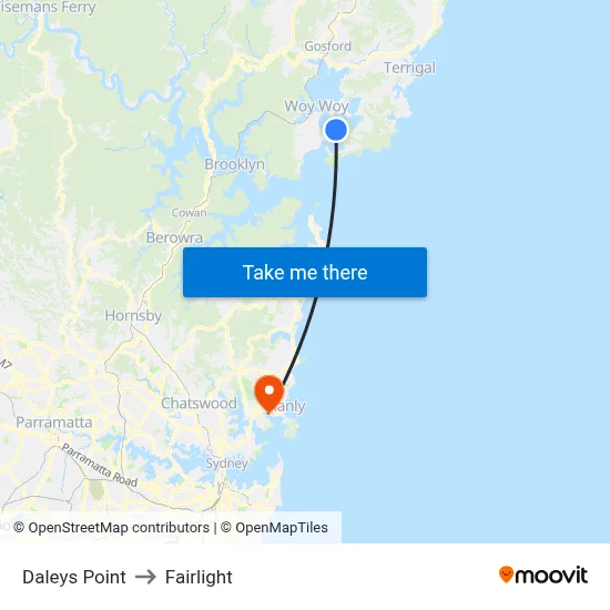 Daleys Point to Fairlight map
