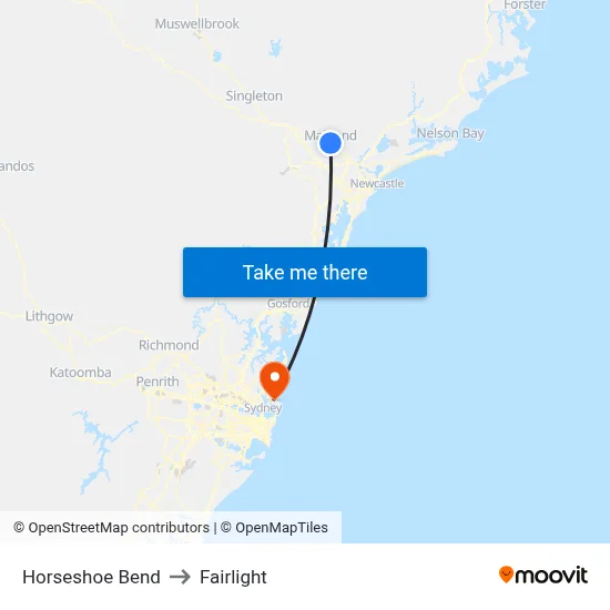 Horseshoe Bend to Fairlight map