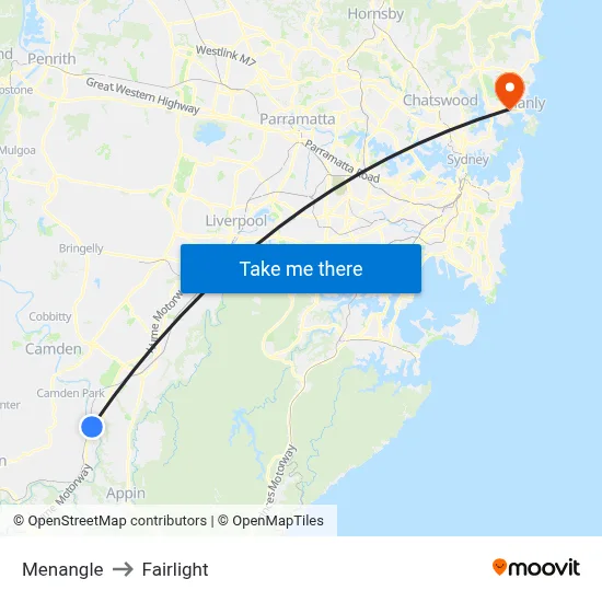 Menangle to Fairlight map