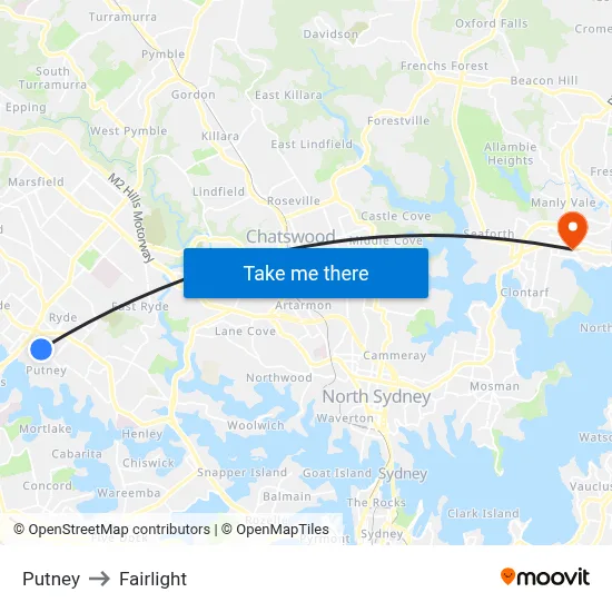 Putney to Fairlight map
