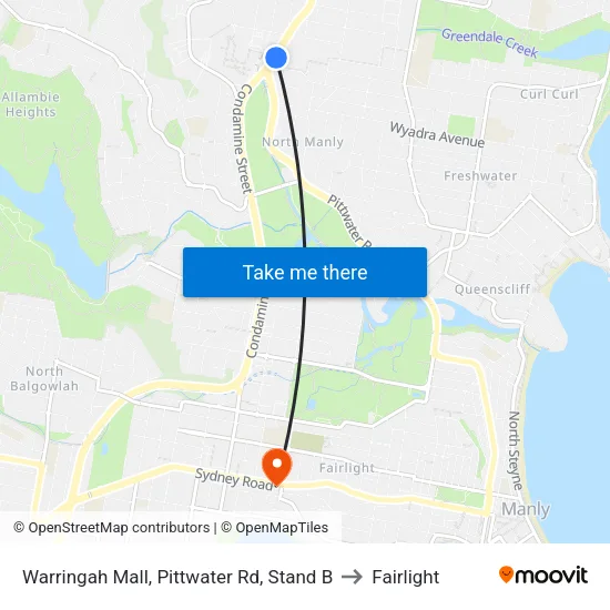 Warringah Mall, Pittwater Rd, Stand B to Fairlight map