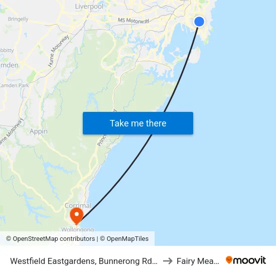 Westfield Eastgardens, Bunnerong Rd, Stand A to Fairy Meadow map