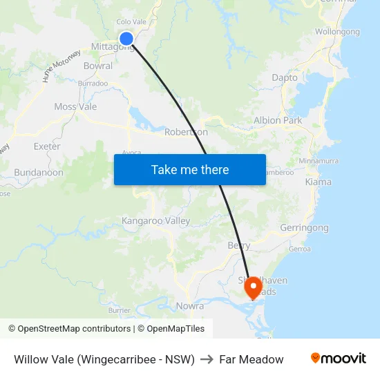 Willow Vale (Wingecarribee - NSW) to Far Meadow map