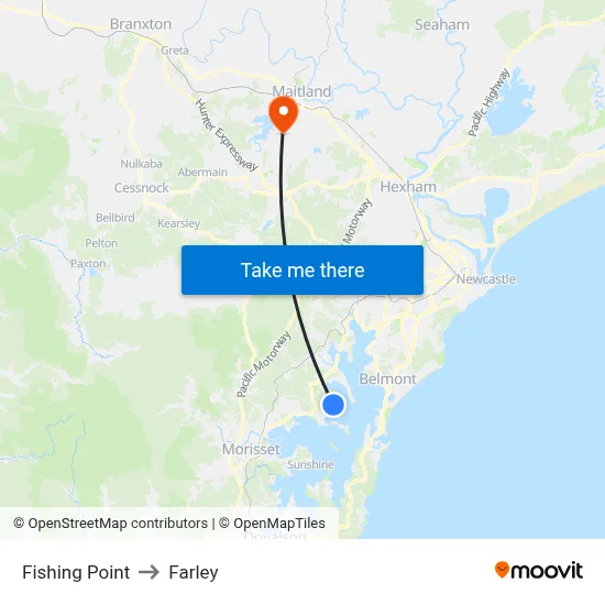 Fishing Point to Farley map