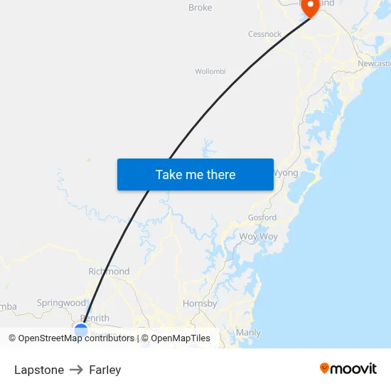 Lapstone to Farley map