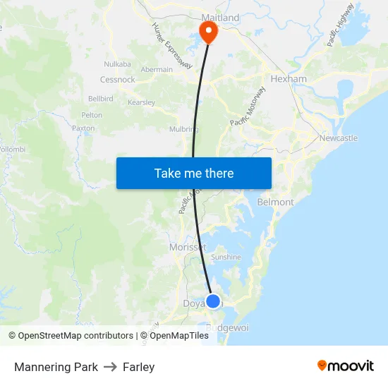 Mannering Park to Farley map