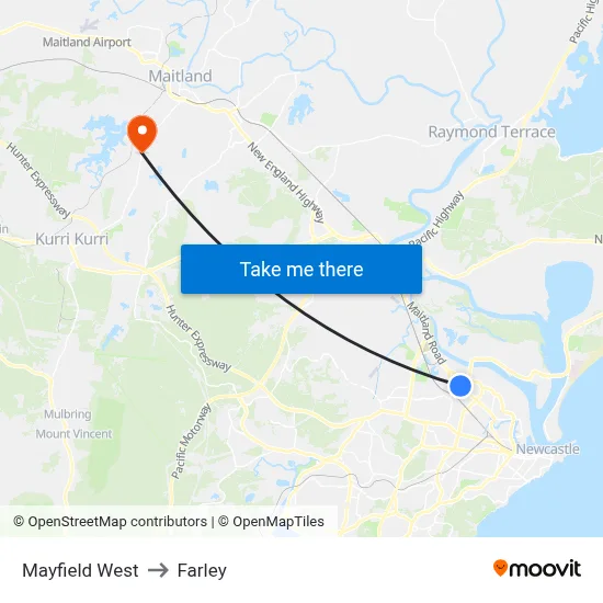 Mayfield West to Farley map