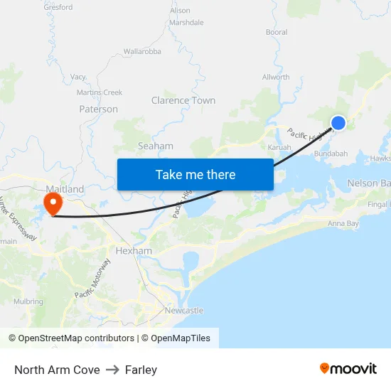 North Arm Cove to Farley map