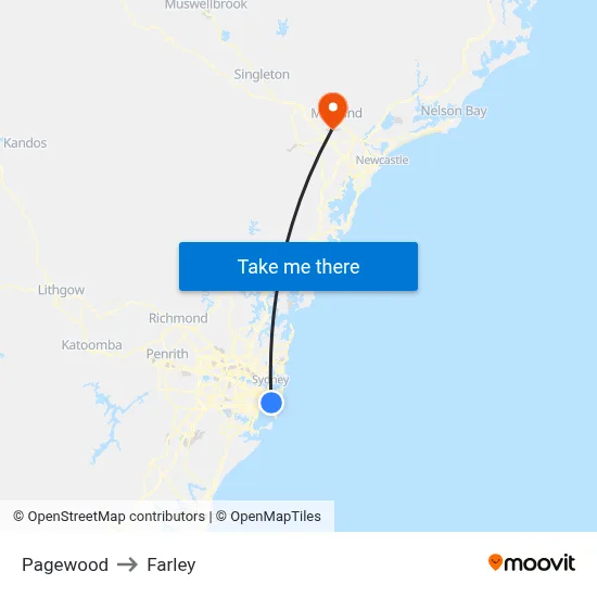 Pagewood to Farley map