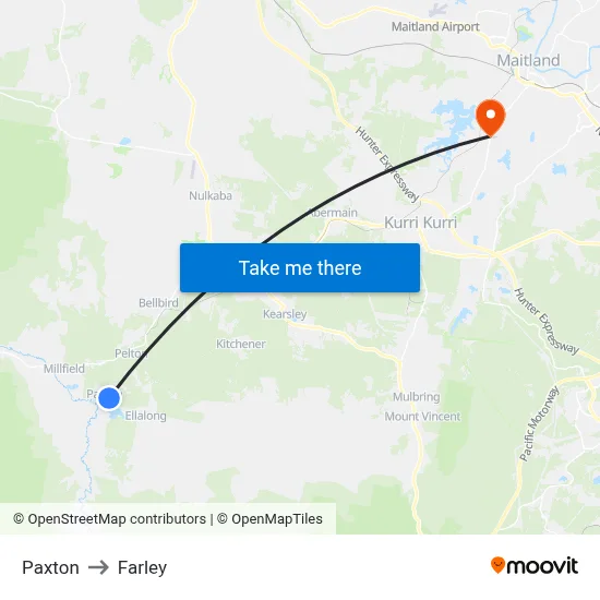 Paxton to Farley map
