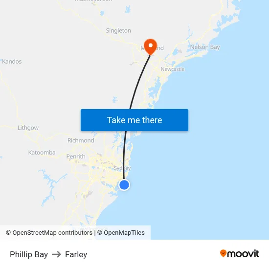 Phillip Bay to Farley map