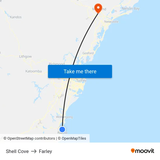Shell Cove to Farley map