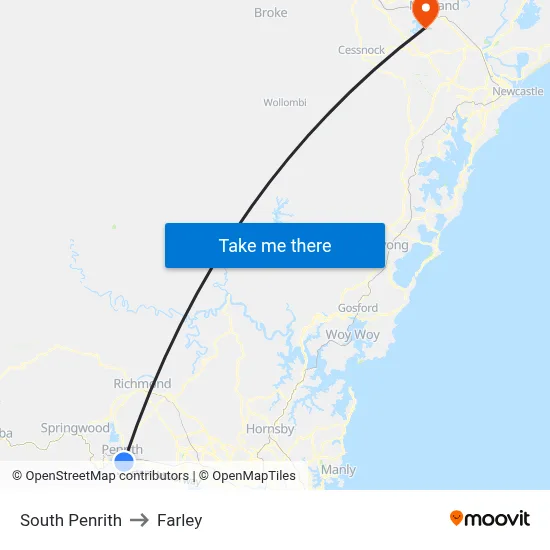 South Penrith to Farley map